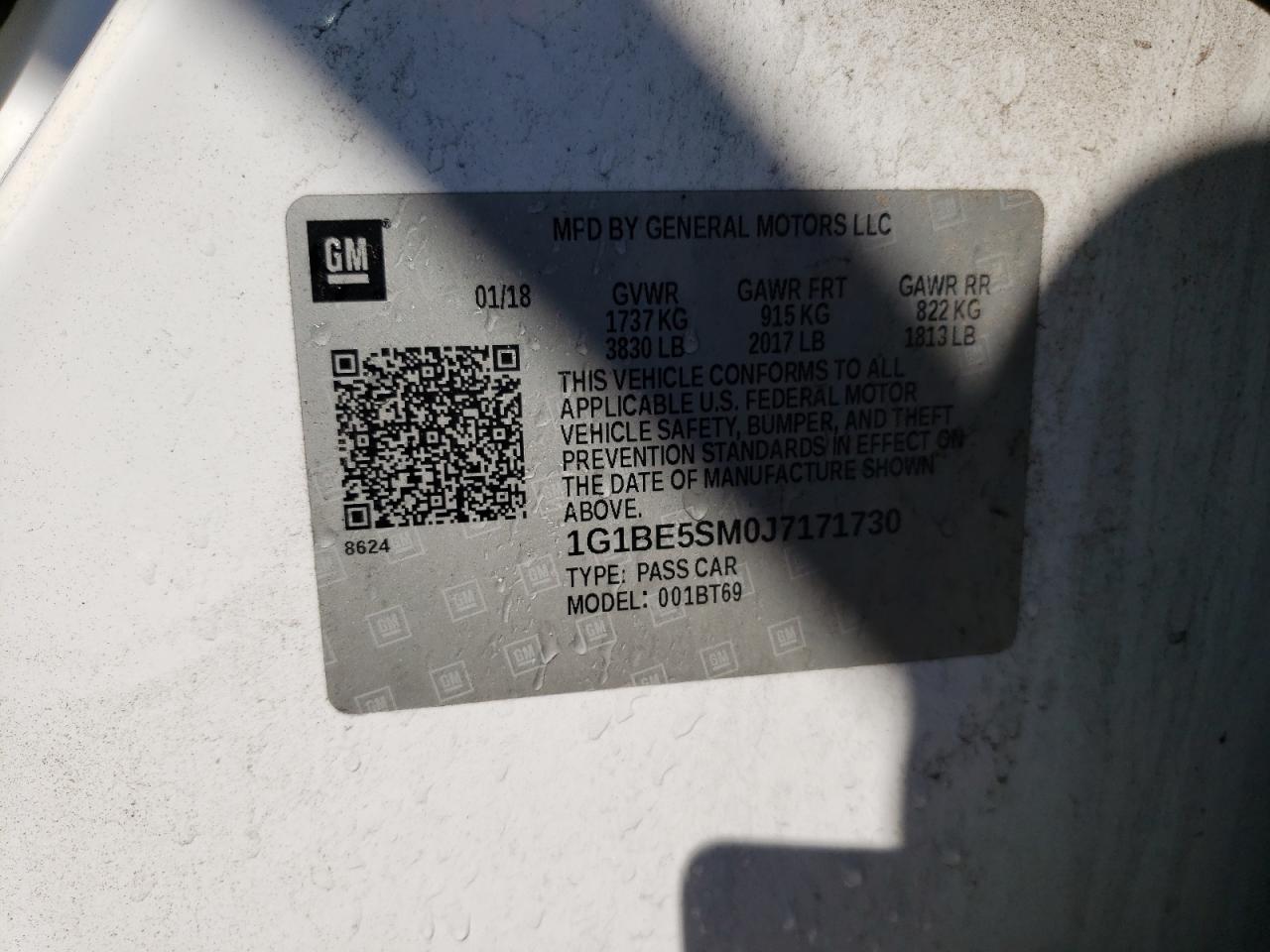 2018 Chevrolet Cruze VIN 1G1BE5SM0J7171730 Copart auction photo, burn - engine damage thumbnail 12