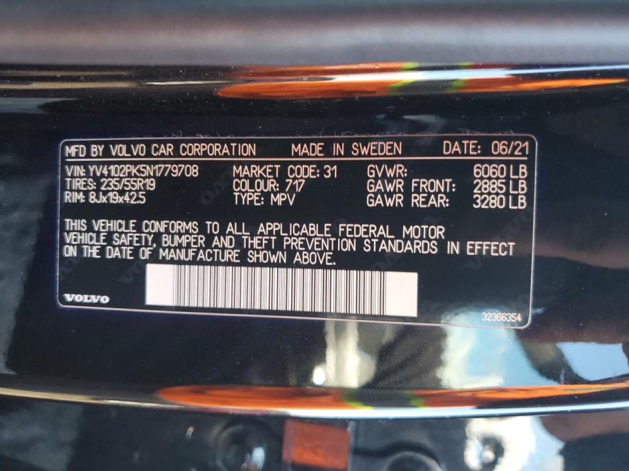 2022 Volvo XC90 VIN YV4102PK5N1779708 Copart auction photo, front end / side damage thumbnail 13