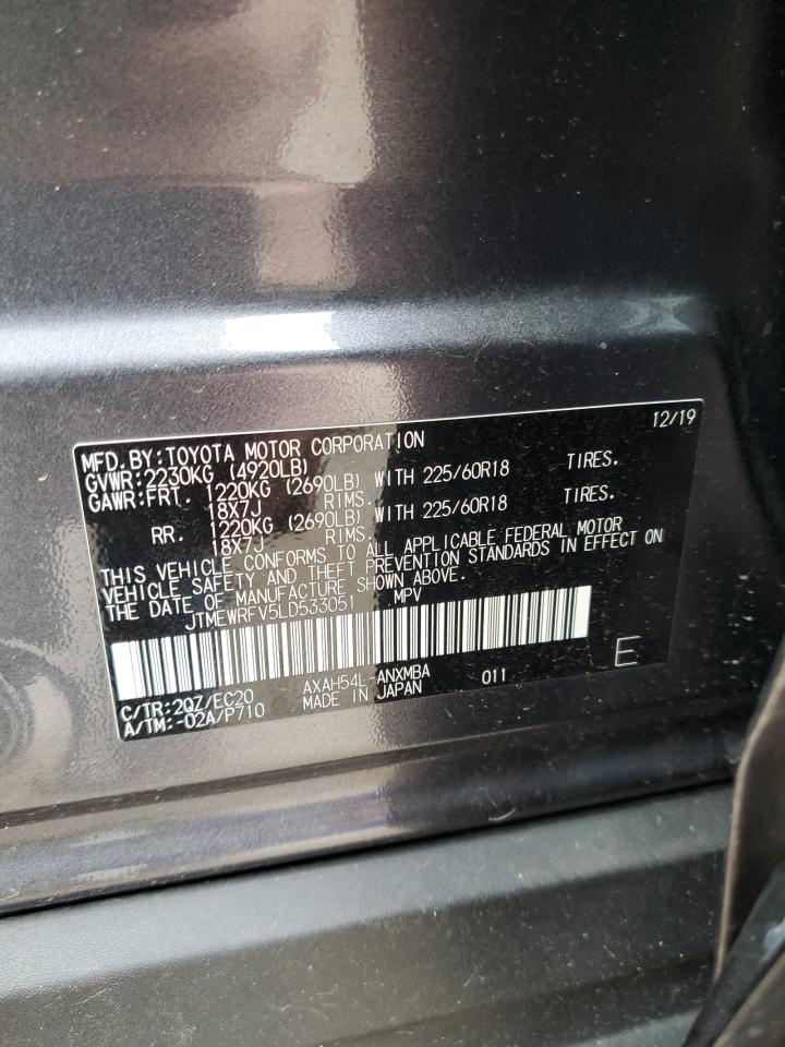 2020 Toyota RAV 4 VIN JTMEWRFV5LD533051 Copart auction photo, front end / side damage thumbnail 15