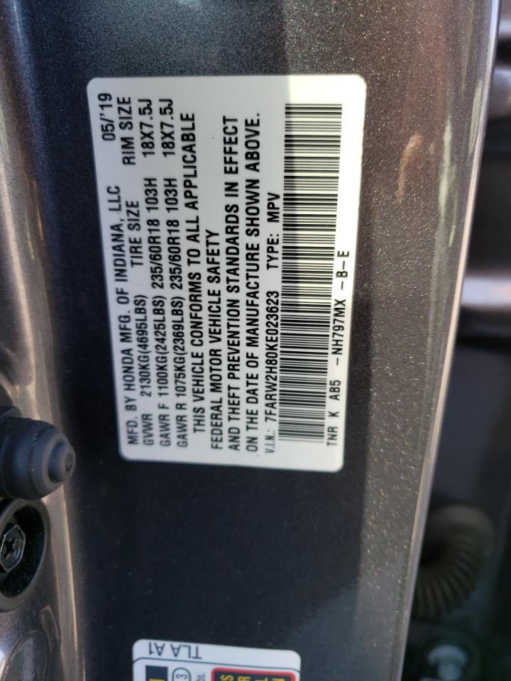 2019 Honda CR-V VIN 7FARW2H80KE023623 Copart auction photo, frame damage / front end damage thumbnail 14