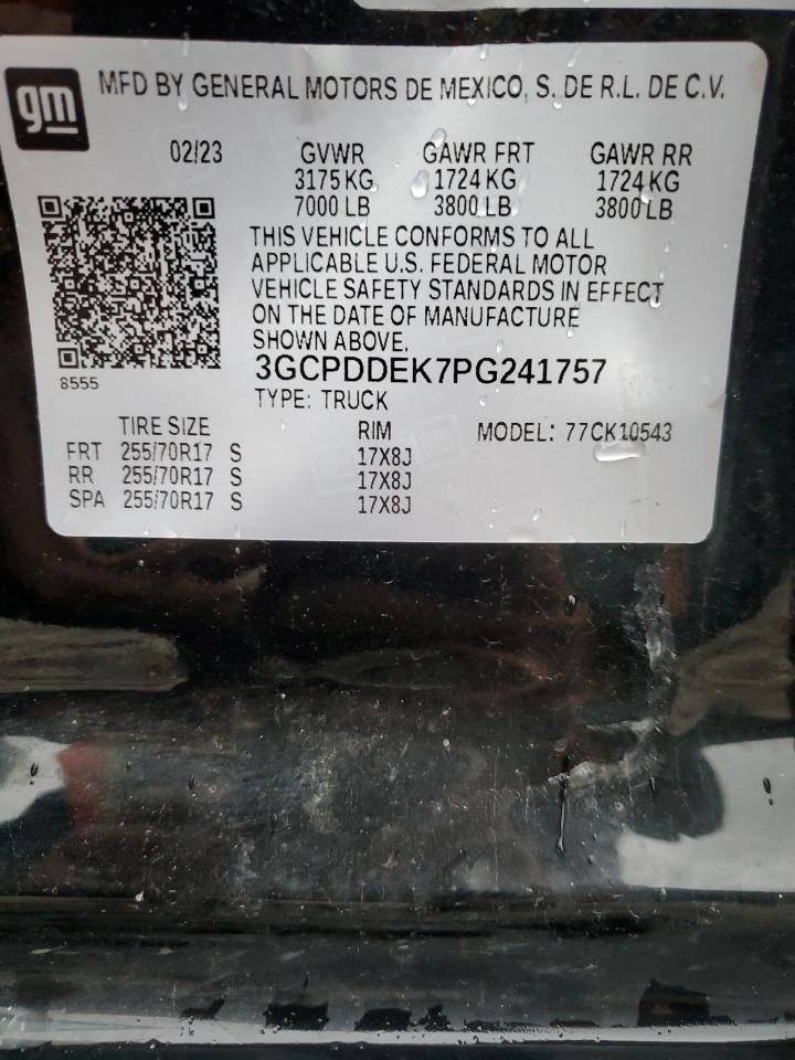 2023 Chevrolet Silverado VIN 3GCPDDEK7PG241757 Copart auction photo, side damage thumbnail 14