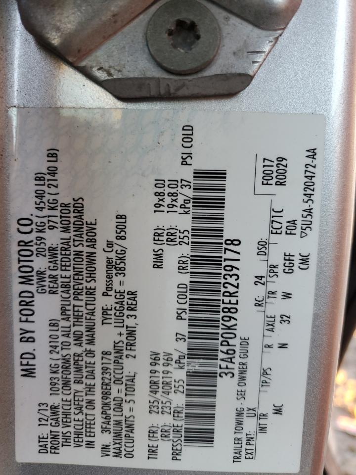 2014 Ford Fusion VIN 3FA6P0K98ER239178 Copart auction photo, side damage thumbnail 12
