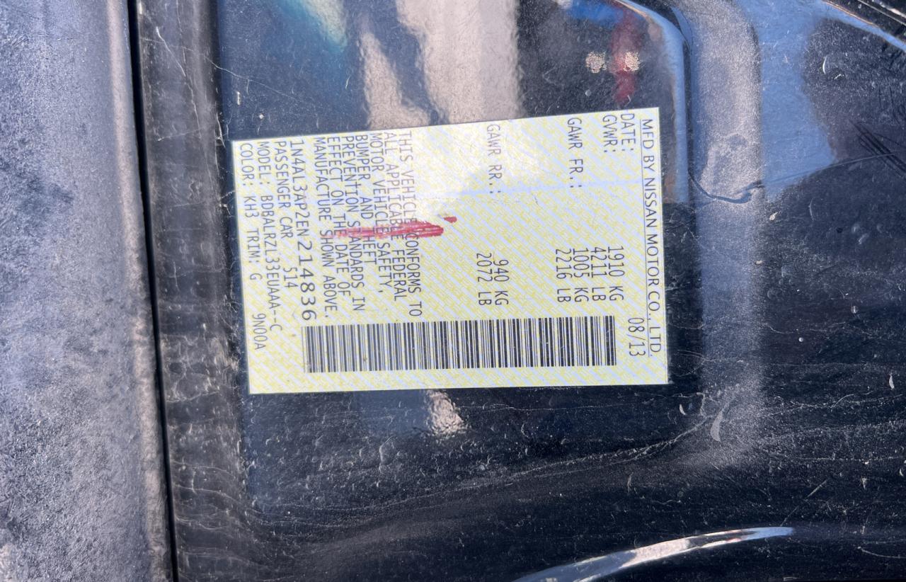2014 Nissan Altima VIN 1N4AL3AP2EN214836 Copart auction photo, normal wear / minor dent/scratches damage thumbnail 10