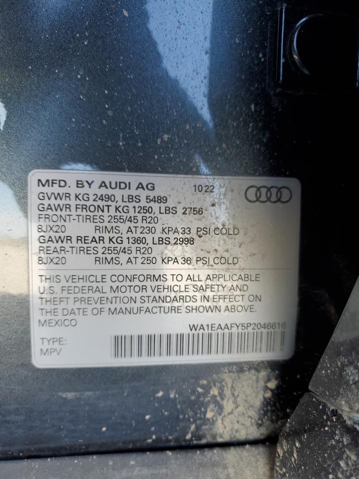 2023 Audi Q5 VIN WA1EAAFY5P2046616 Copart auction photo, front end damage thumbnail 14