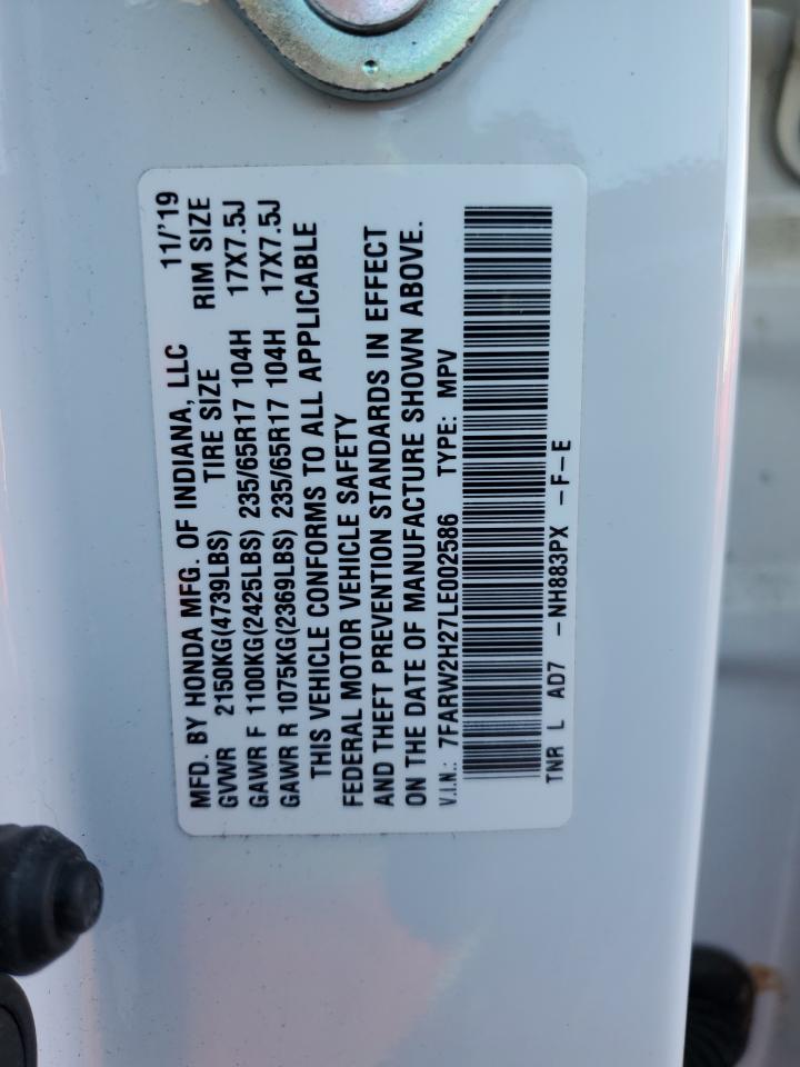 2020 Honda CR-V VIN 7FARW2H27LE002586 Copart auction photo, rear end damage thumbnail 13