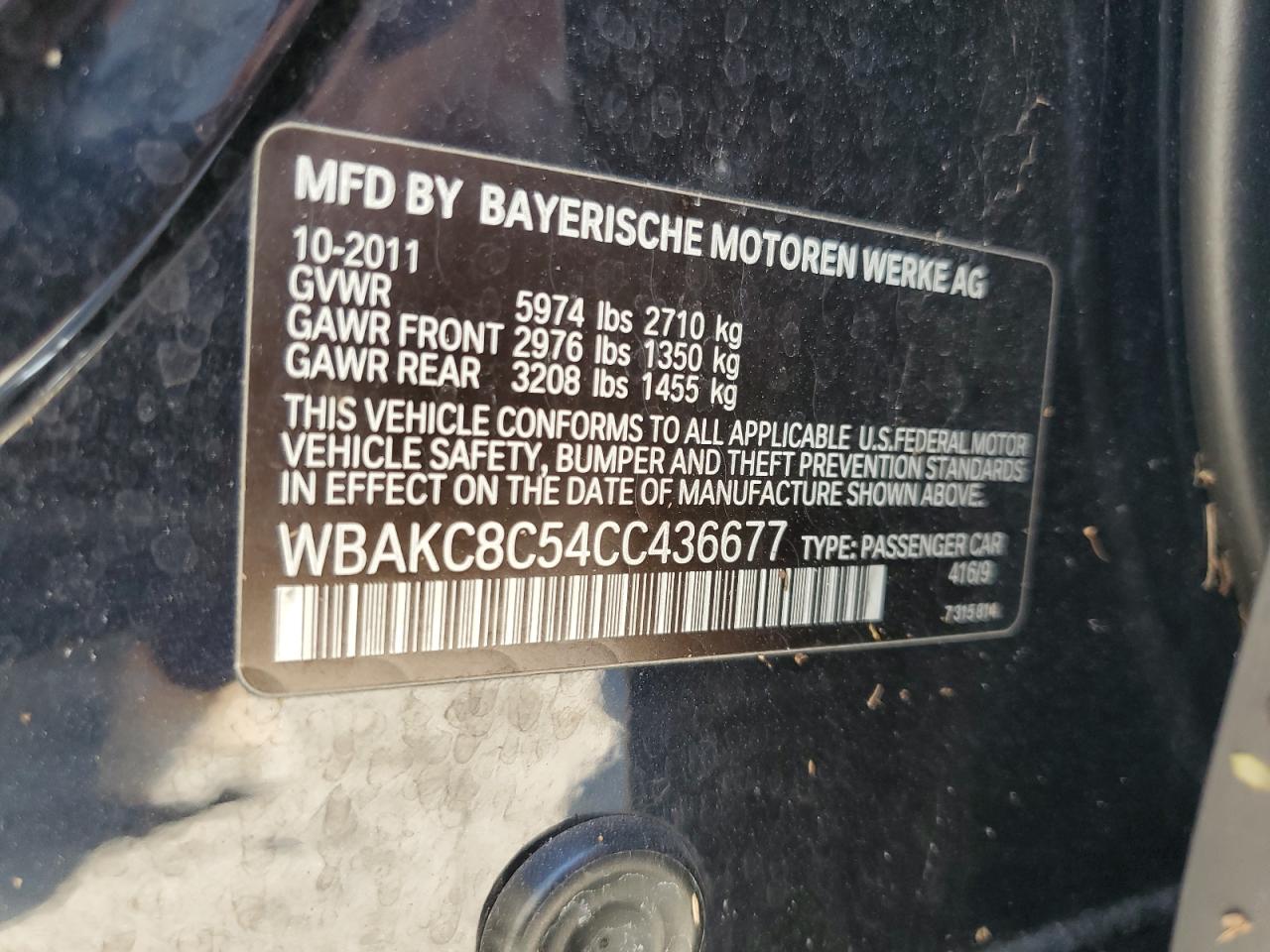 2012 BMW 7er VIN WBAKC8C54CC436677 Copart auction photo, water/flood damage thumbnail 13
