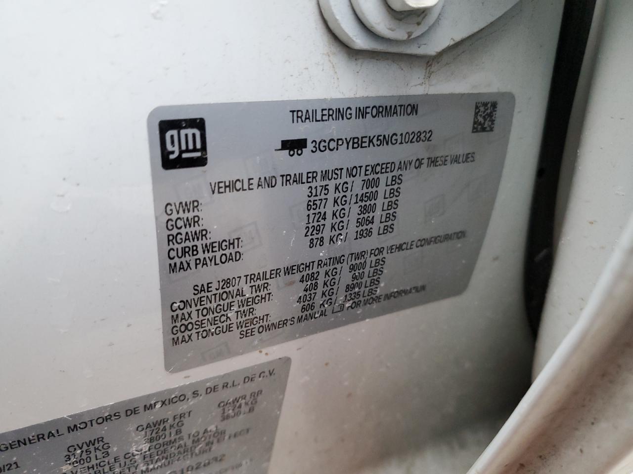 2022 Chevrolet Silverado VIN 3GCPYBEK5NG102832 Copart auction photo, front end / rear end damage thumbnail 14