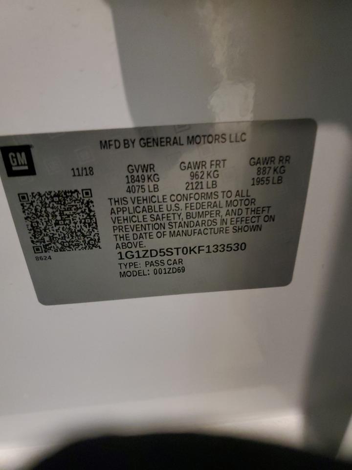 2019 Chevrolet Malibu VIN 1G1ZD5ST0KF133530 Copart auction photo, front end / minor dent/scratches damage thumbnail 12