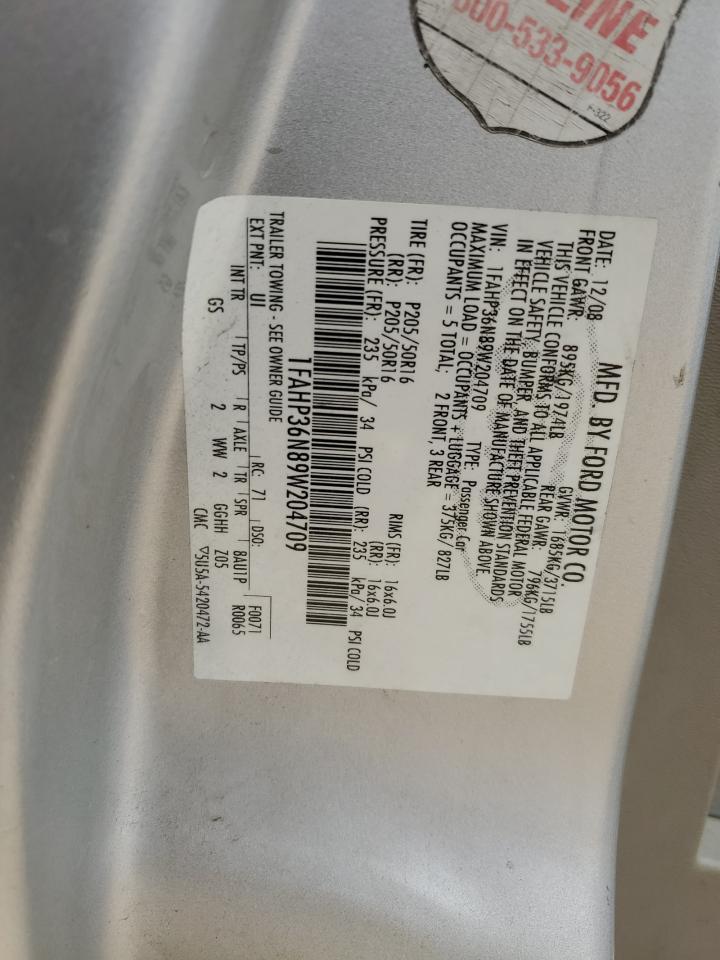 2009 Ford Focus VIN 1FAHP36N89W204709 Copart auction photo, front end / all over damage thumbnail 12