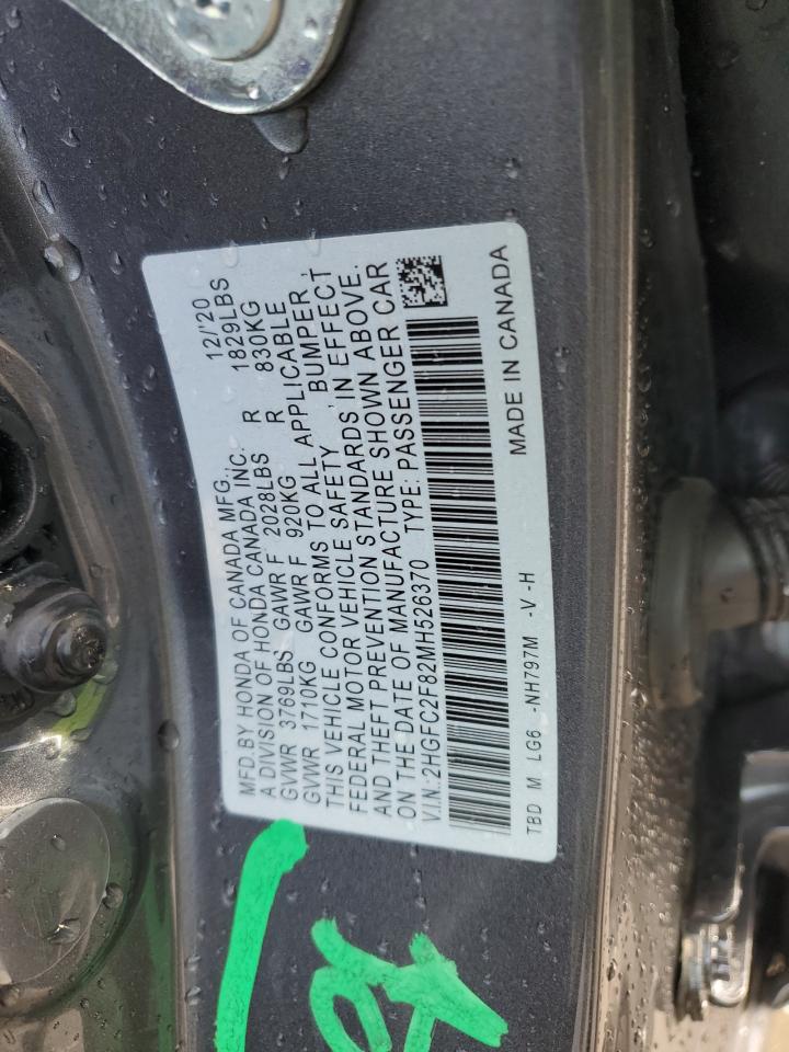 2021 Honda Civic VIN 2HGFC2F82MH526370 Copart auction photo, all over damage thumbnail 12