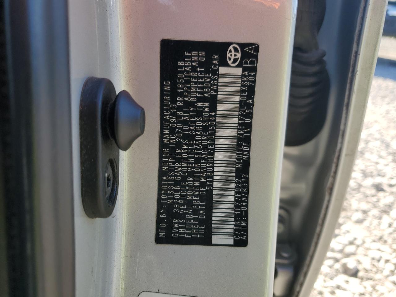 2014 Toyota Corolla VIN 5YFBURHE7EP015044 Copart auction photo, side damage thumbnail 14