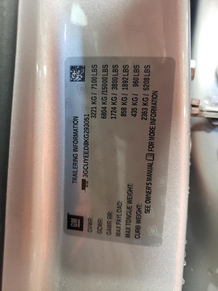 2019 Chevrolet Silverado VIN 3GCUYEED8KG293051 Copart auction photo, front end damage thumbnail 13