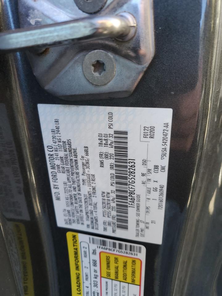 2016 Ford Mustang VIN 1FA6P8CF7G5282631 Copart auction photo, all over damage thumbnail 12