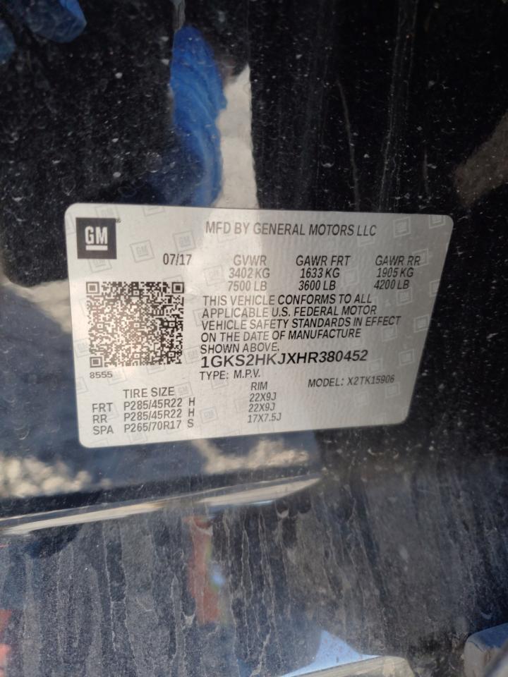 2017 GMC Yukon VIN 1GKS2HKJXHR380452 Copart auction photo, rear end damage thumbnail 13