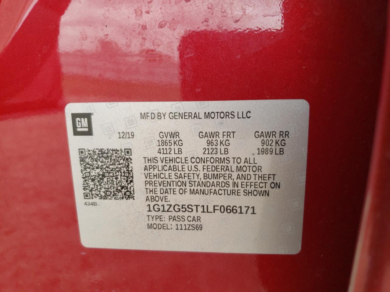 2020 Chevrolet Malibu VIN 1G1ZG5ST1LF066171 Copart auction photo, rear end / minor dent/scratches damage thumbnail 14