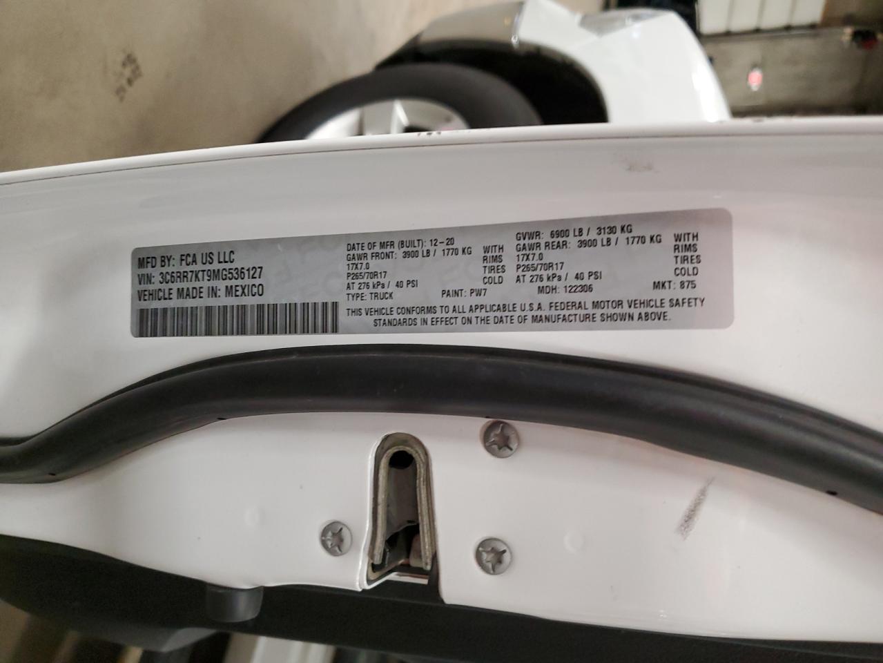 2021 RAM 1500 VIN 3C6RR7KT9MG536127 Copart auction photo, all over damage thumbnail 13