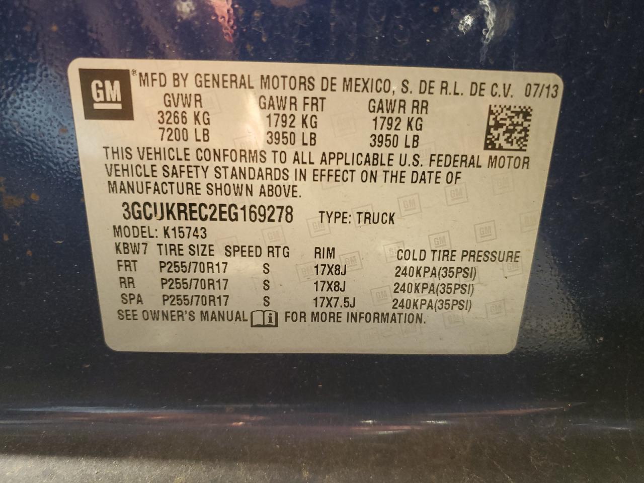 2014 Chevrolet Silverado VIN 3GCUKREC2EG169278 Copart auction photo, rear end / front end damage thumbnail 12