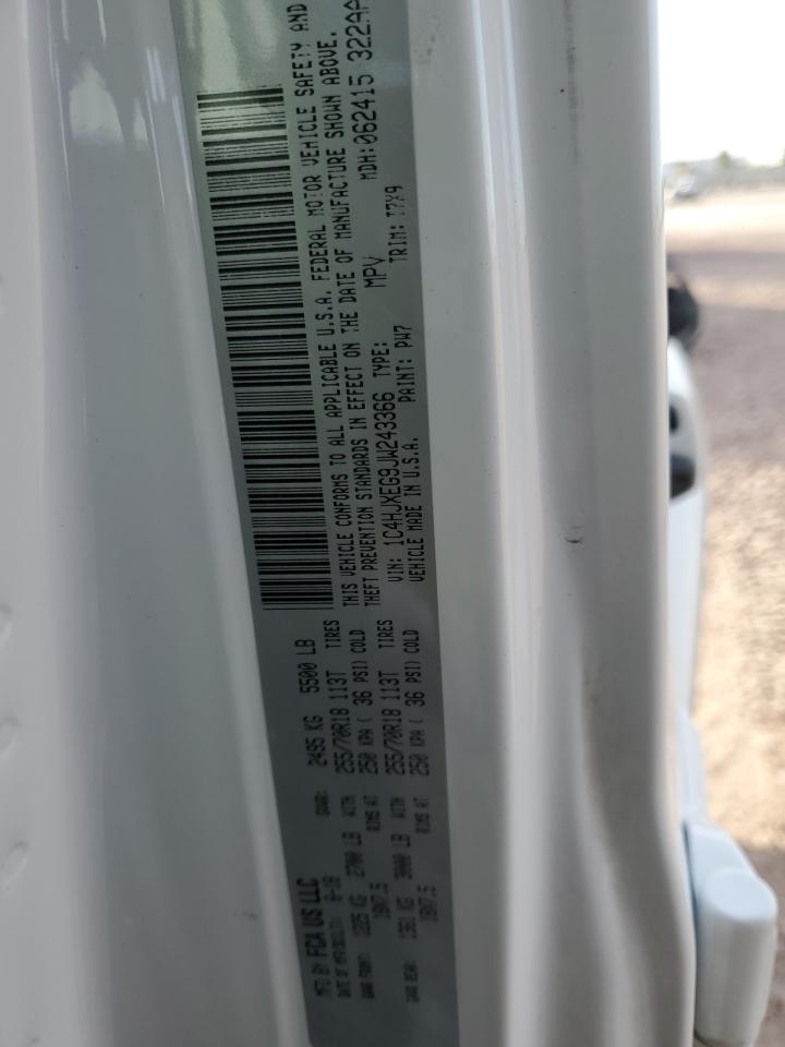 2018 Jeep Wrangler VIN 1C4HJXEG9JW243366 Copart auction photo, front end damage thumbnail 14