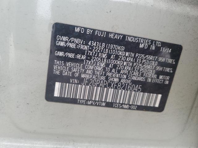 2015 Subaru XV VIN JF2GPAPCXF8216045 Copart auction photo, side / minor dent/scratches damage thumbnail 13