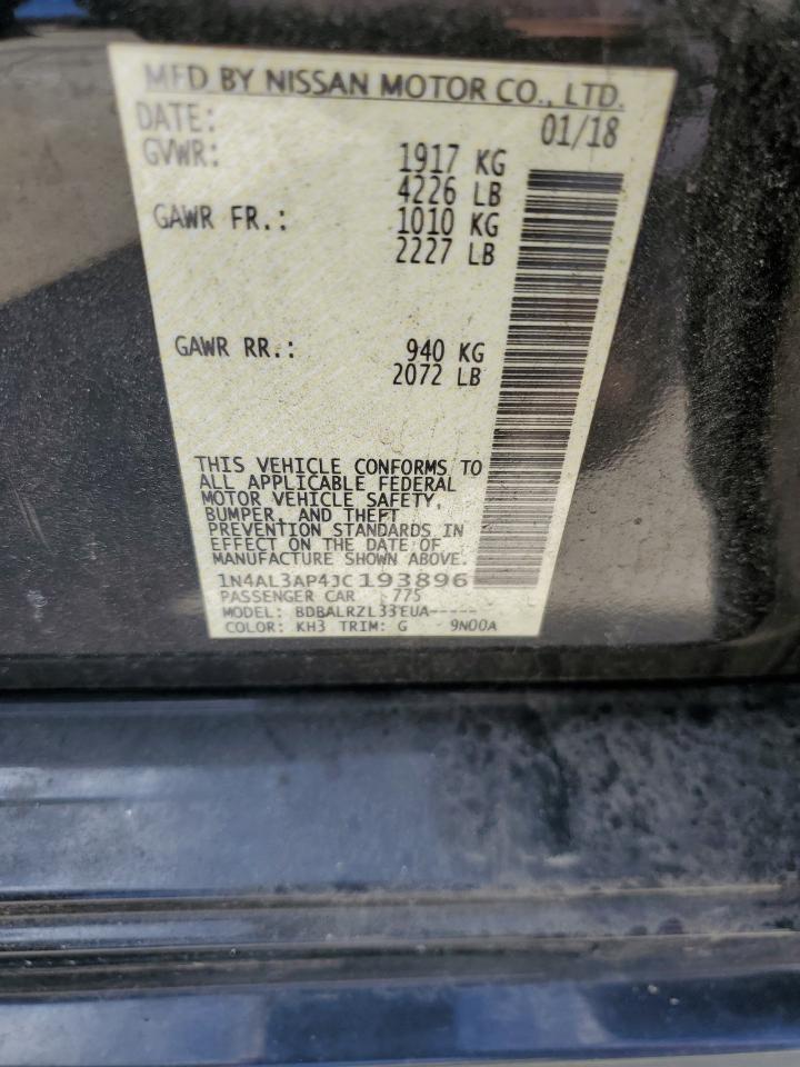 2018 Nissan Altima VIN 1N4AL3AP4JC193896 Copart auction photo, side damage thumbnail 14