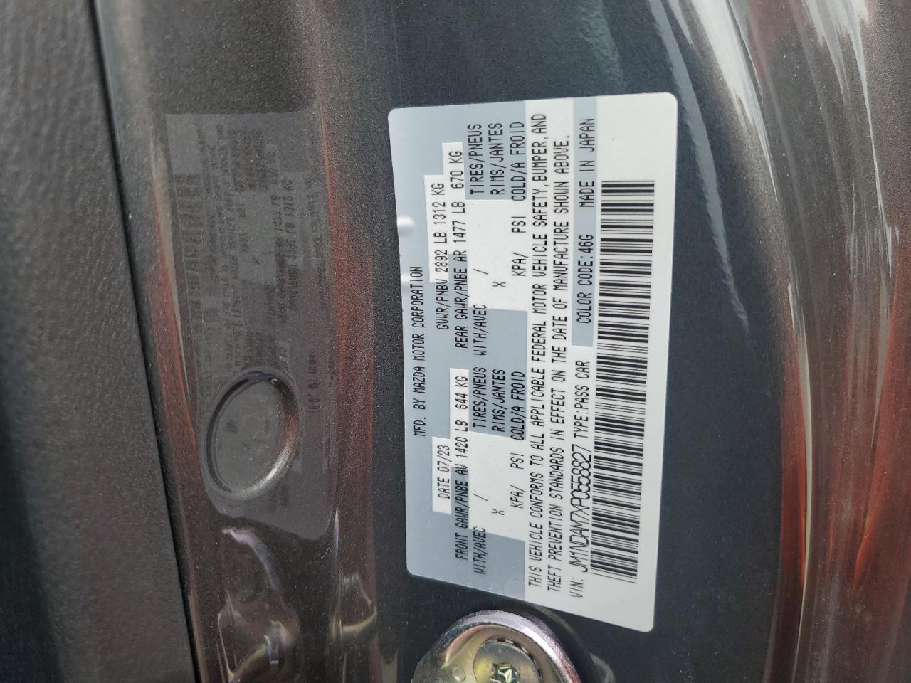 2023 Mazda MX-5 VIN JM1NDAM7XP0558827 Copart auction photo, rear end / front end damage thumbnail 12