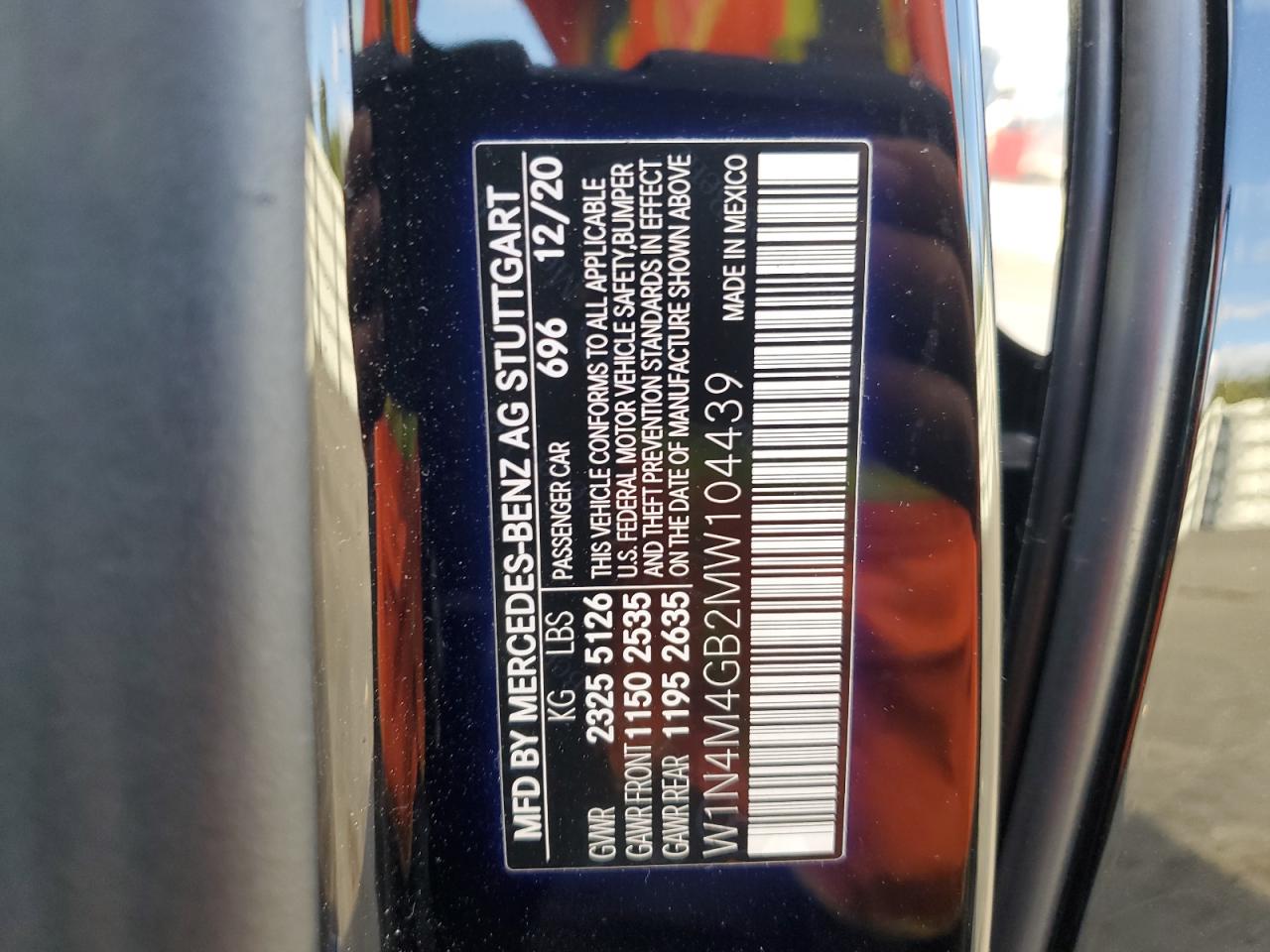 2021 Mercedes-Benz GLB VIN W1N4M4GB2MW104439 Copart auction photo, front end damage thumbnail 14