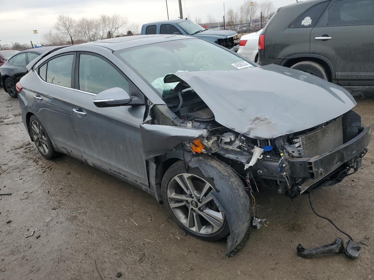 2017 Hyundai Elantra VIN KMHD84LF4HU355562 Copart auction photo, front end / mechanical damage thumbnail 4