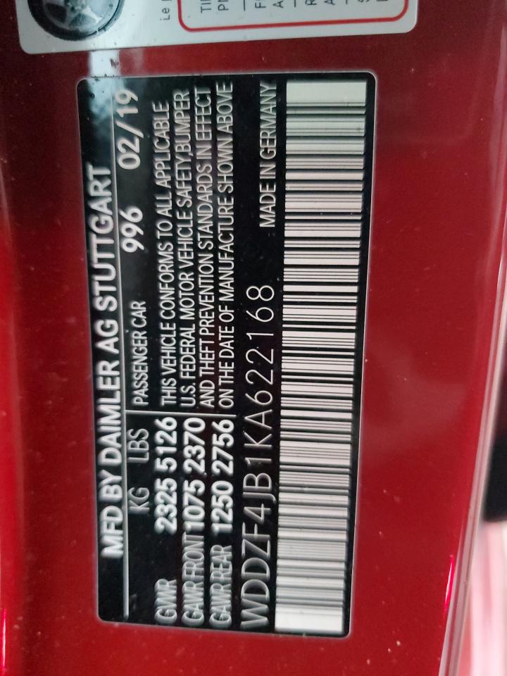 2019 Mercedes-Benz E-klasse VIN WDDZF4JB1KA622168 Copart auction photo, front end / undercarriage damage thumbnail 12