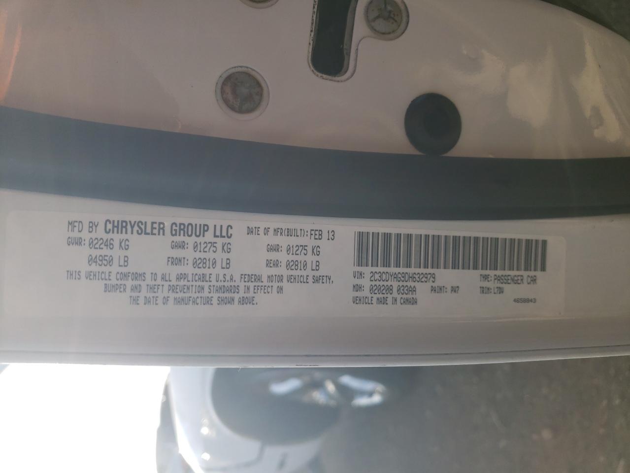 2013 Dodge Challenger VIN 2C3CDYAG9DH632979 Copart auction photo, front end / side damage thumbnail 12