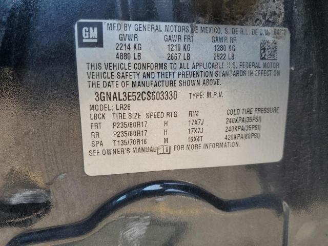 2012 Chevrolet Captiva VIN 3GNAL3E52CS603330 Copart auction photo, side damage thumbnail 13