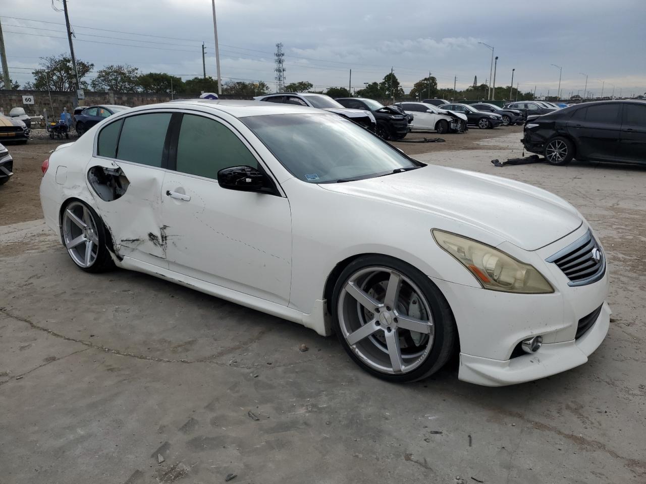 2012 Infiniti G VIN JN1CV6AP5CM626446 Copart auction photo, side / rear end damage thumbnail 4