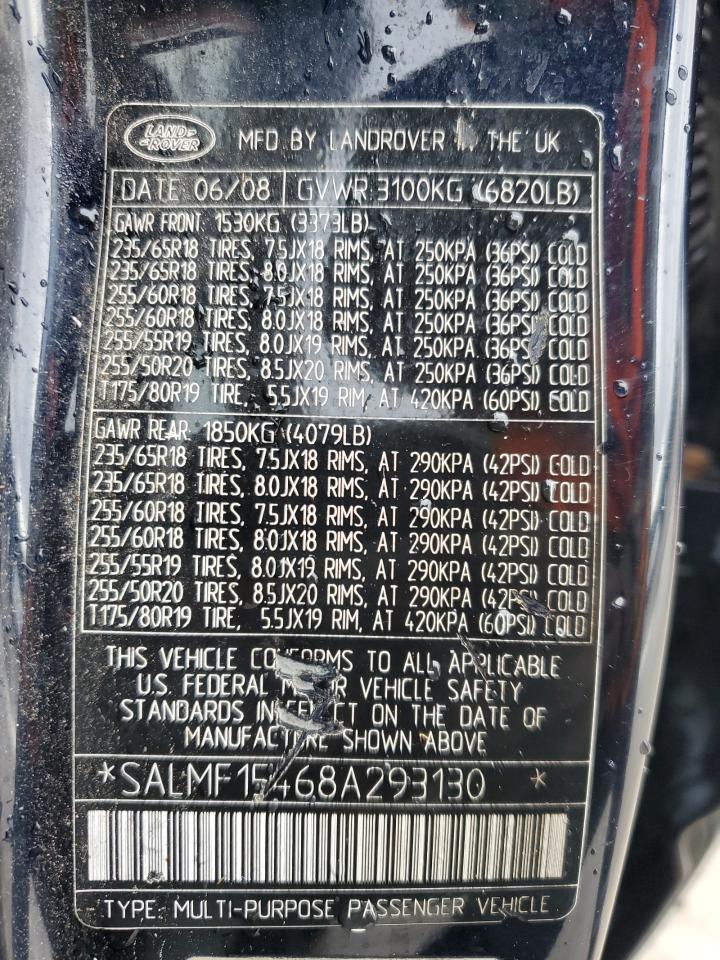 2008 Land Rover Range Rover VIN SALMF15468A293130 Copart auction photo, burn - engine damage thumbnail 15