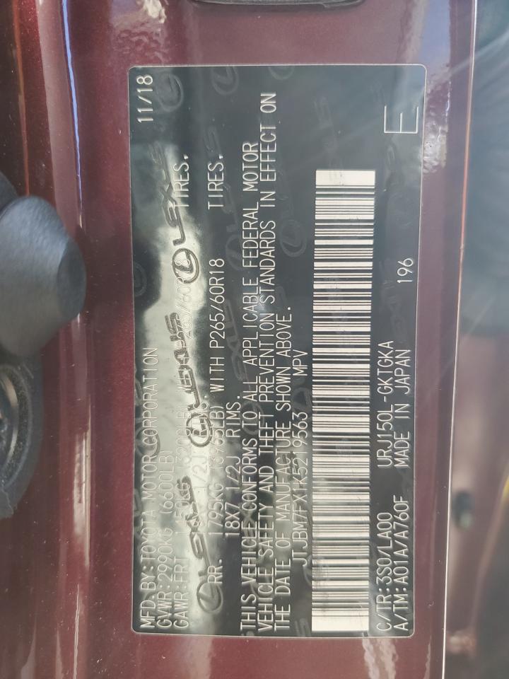 2019 Lexus GX VIN JTJBM7FX1K5219563 Copart auction photo, front end damage thumbnail 14
