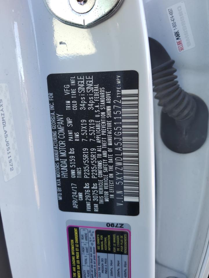 2018 Hyundai Santa Fe VIN 5XYZWDLA5JG511572 Copart auction photo, rear end damage thumbnail 13