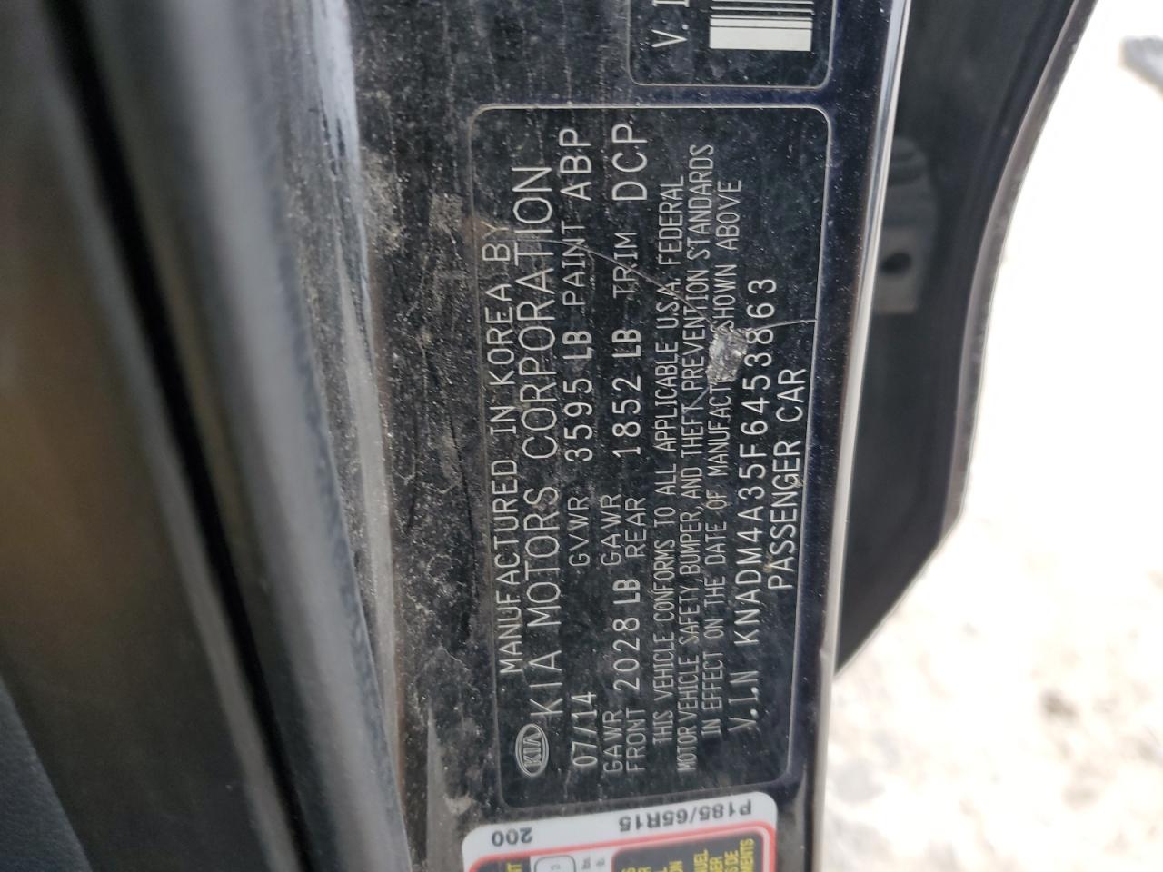 2015 KIA Rio VIN KNADM4A35F6453863 Copart auction photo, front end / minor dent/scratches damage thumbnail 14