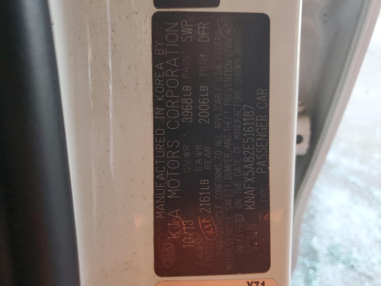 2014 KIA Forte VIN KNAFX5A82E5161187 Copart auction photo, frame damage / front end damage thumbnail 12