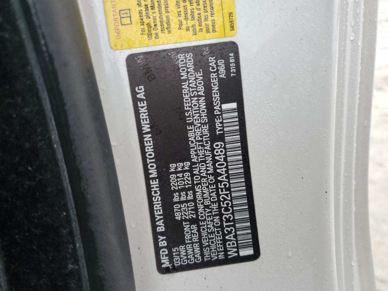 2015 BMW 4er VIN WBA3T3C52F5A40489 Copart auction photo, all over damage thumbnail 13