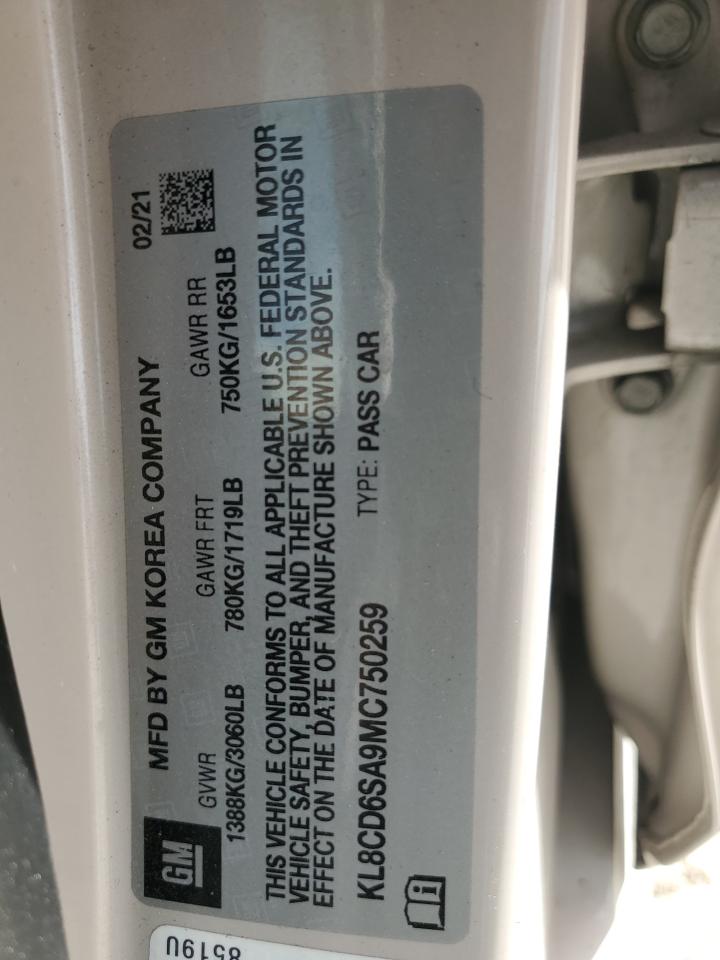 2021 Chevrolet Spark VIN KL8CD6SA9MC750259 Copart auction photo, front end damage thumbnail 14