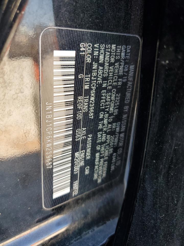 2019 Nissan Rogue VIN JN1BJ1CP6KW239687 Copart auction photo, rear end / side damage thumbnail 12