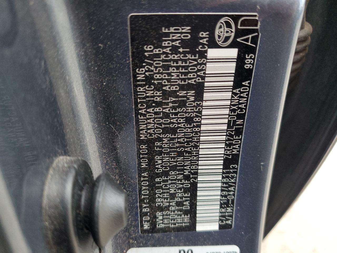 2017 Toyota Corolla VIN 2T1BURHE2HC818753 Copart auction photo, front end damage thumbnail 12