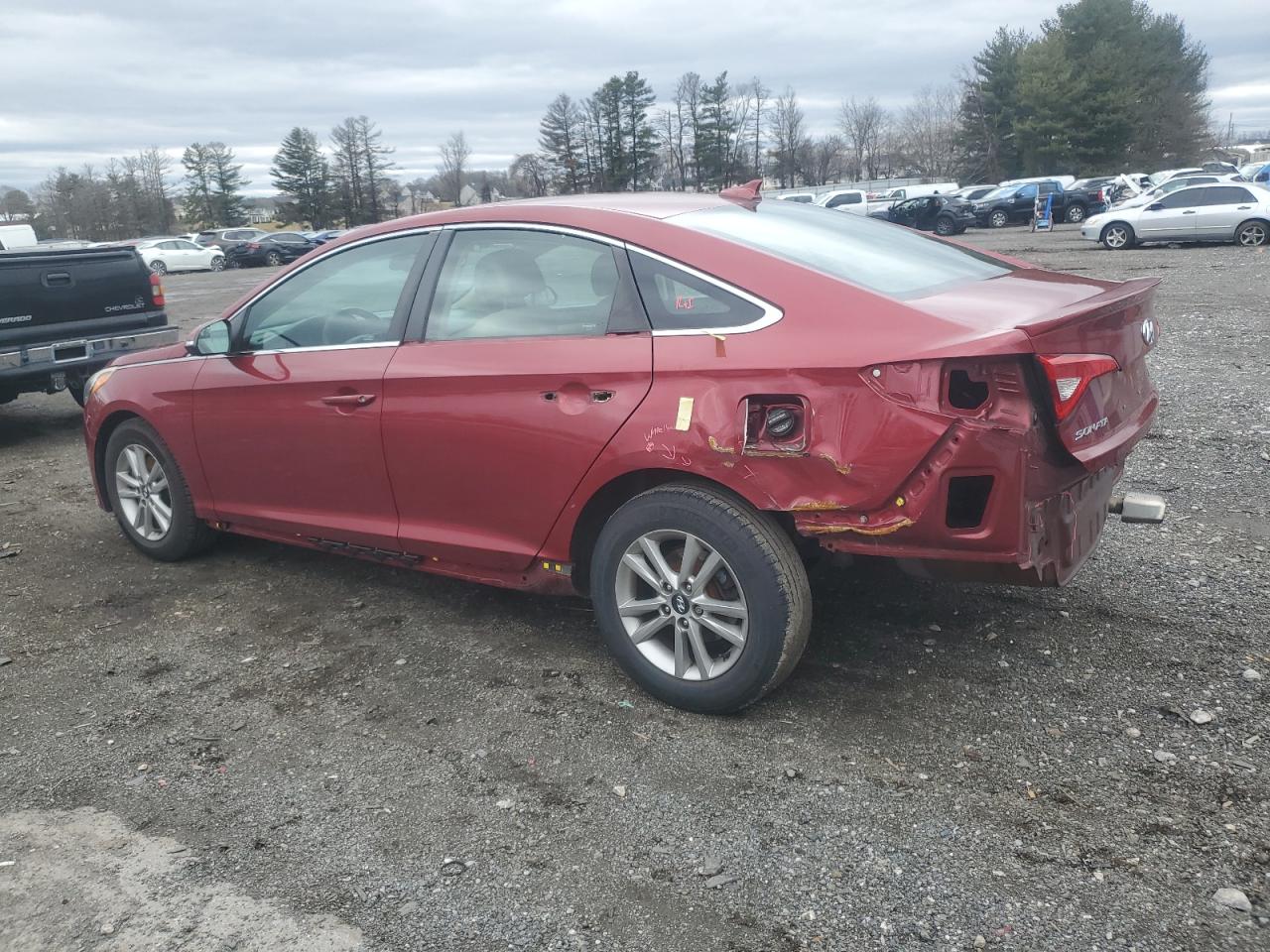 2016 Hyundai Sonata VIN 5NPE24AA2GH430415 Copart auction photo, rear end / minor dent/scratches damage thumbnail 2