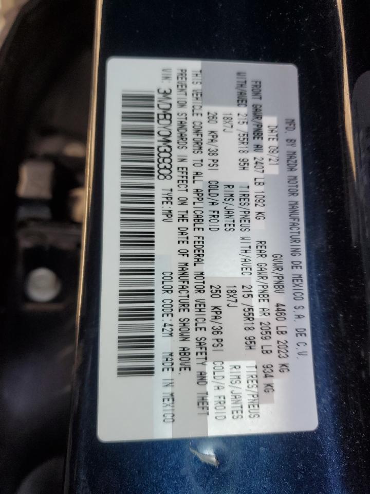 2021 Mazda CX-30 VIN 3MVDMBDY0MM309308 Copart auction photo, front end / side damage thumbnail 12