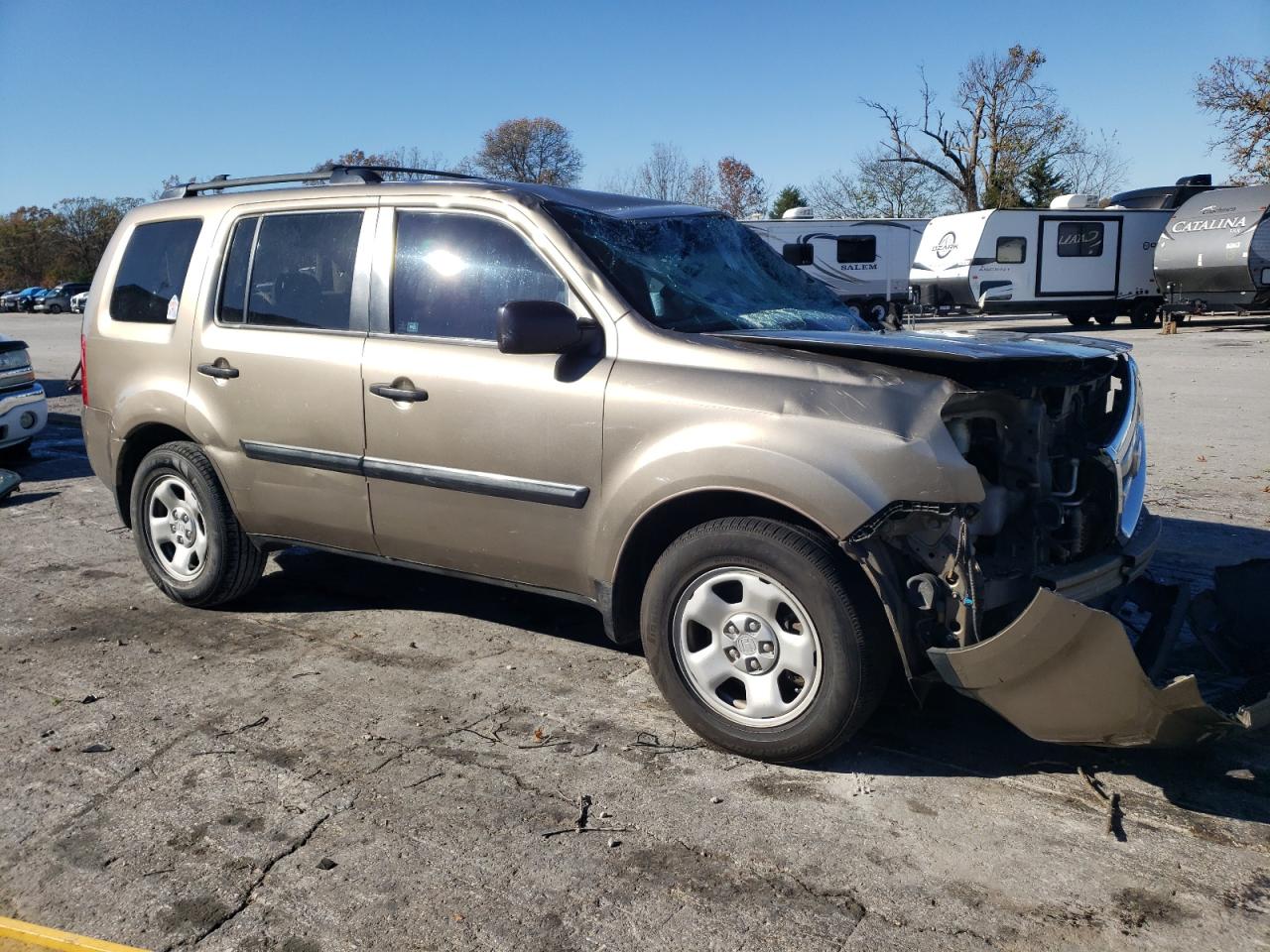 2011 Honda Pilot VIN 5FNYF3H26BB043304 Copart auction photo, front end / top/roof damage thumbnail 4