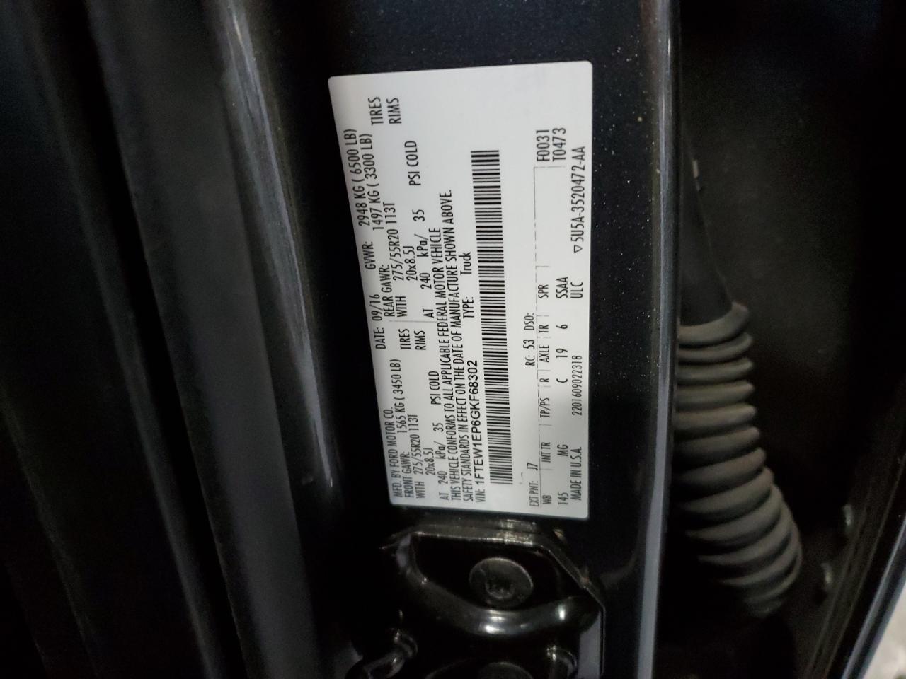 2016 Ford F-150 VIN 1FTEW1EP6GKF68302 Copart auction photo, front end damage thumbnail 12