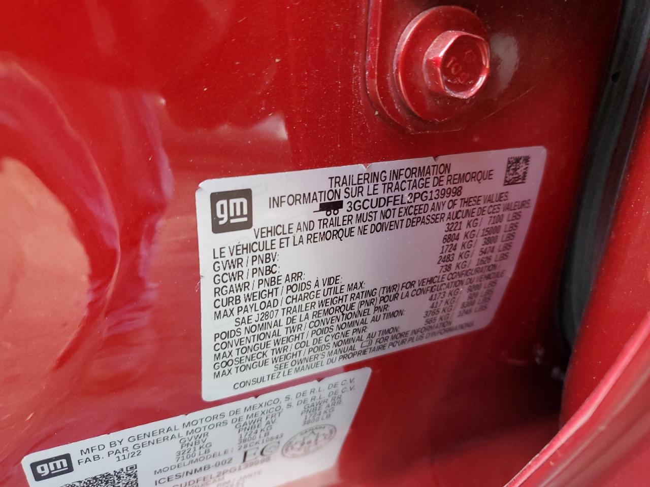 2023 Chevrolet Silverado VIN 3GCUDFEL2PG139998 Copart auction photo, all over damage thumbnail 13