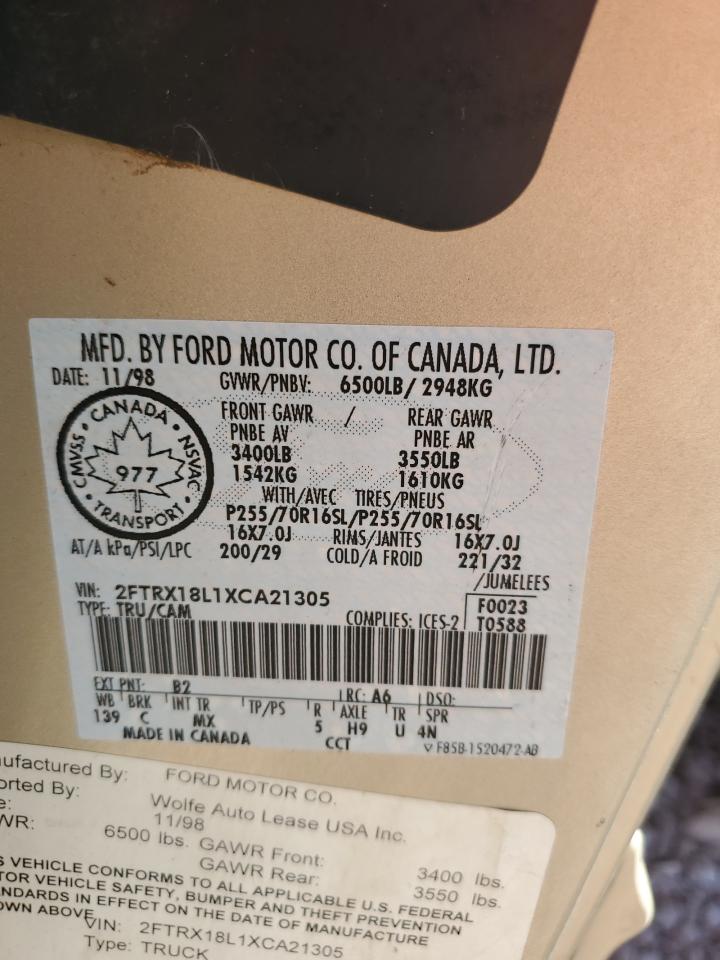1999 Ford F-150 VIN 2FTRX18L1XCA21305 Copart auction photo, minor dent/scratches damage thumbnail 12