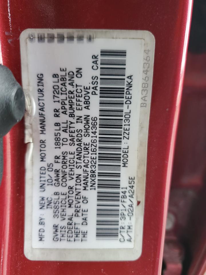 2006 Toyota Corolla VIN 1NXBR32E16Z614366 Copart auction photo, front end / minor dent/scratches damage thumbnail 13