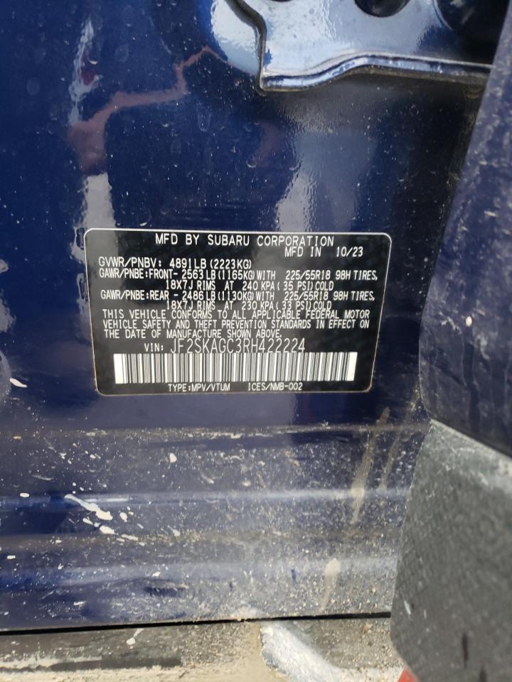 2024 Subaru Forester VIN JF2SKAGC3RH422224 Copart auction photo, front end / hail damage thumbnail 15