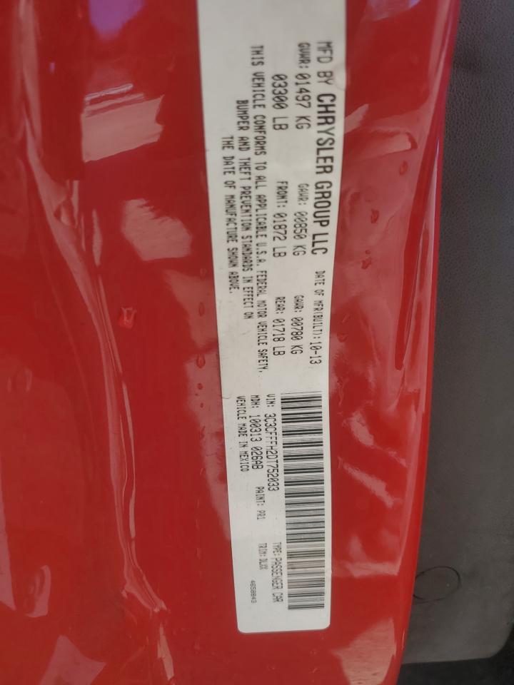 2013 Fiat 500 VIN 3C3CFFFH2DT752033 Copart auction photo, front end / minor dent/scratches damage thumbnail 12
