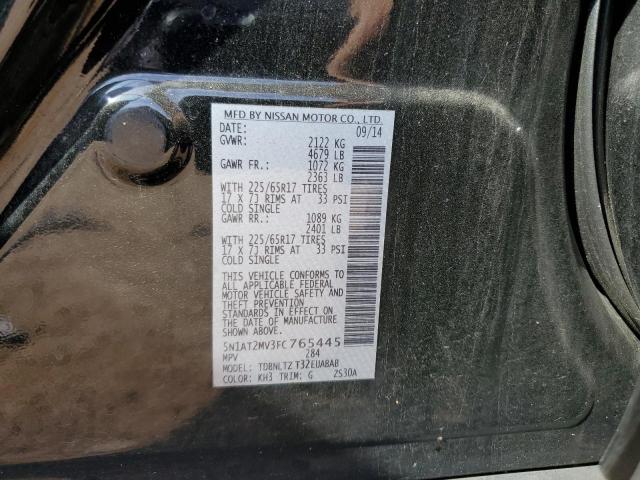 2015 Nissan Rogue VIN 5N1AT2MV3FC765445 Copart auction photo, front end / rear end damage thumbnail 13